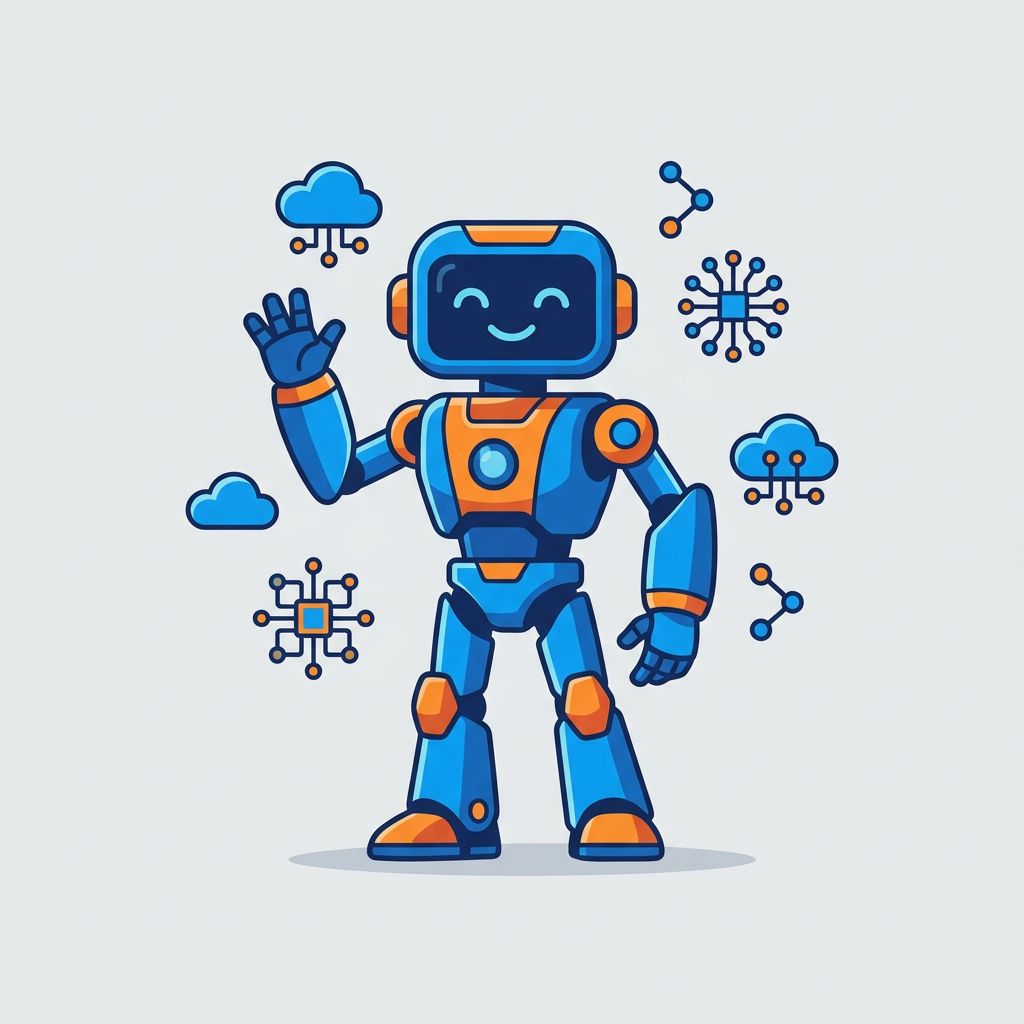Example output generated with the Modern Vector Tech Brand Mascot Illustrator prompt